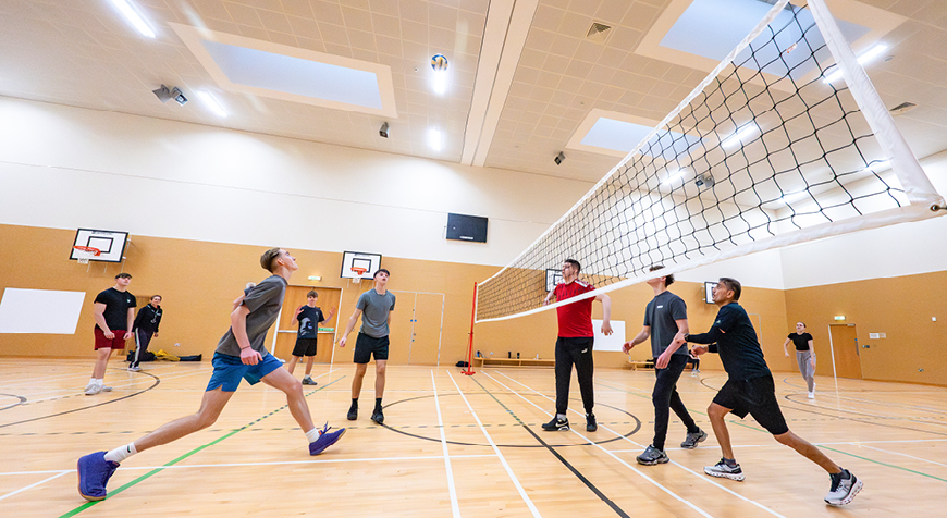 UHI Inverness students playing netball in the campus sports hall UHI Inverness students playing netball in the campus sports hall