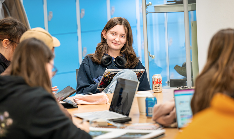 UHI Inverness students in campus social area UHI Inverness students in campus social area