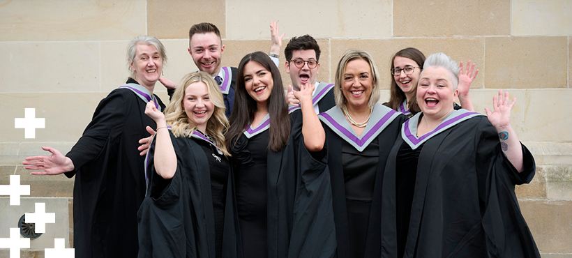 A group of UHI Inverness Graduates celebration outside A group of UHI Inverness Graduates celebration outside